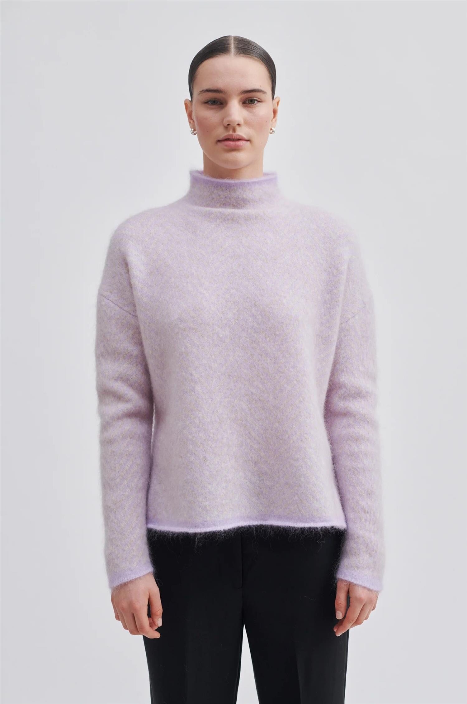 Second Female Herrin Knit New T-Neck Pastel Lilac Genser