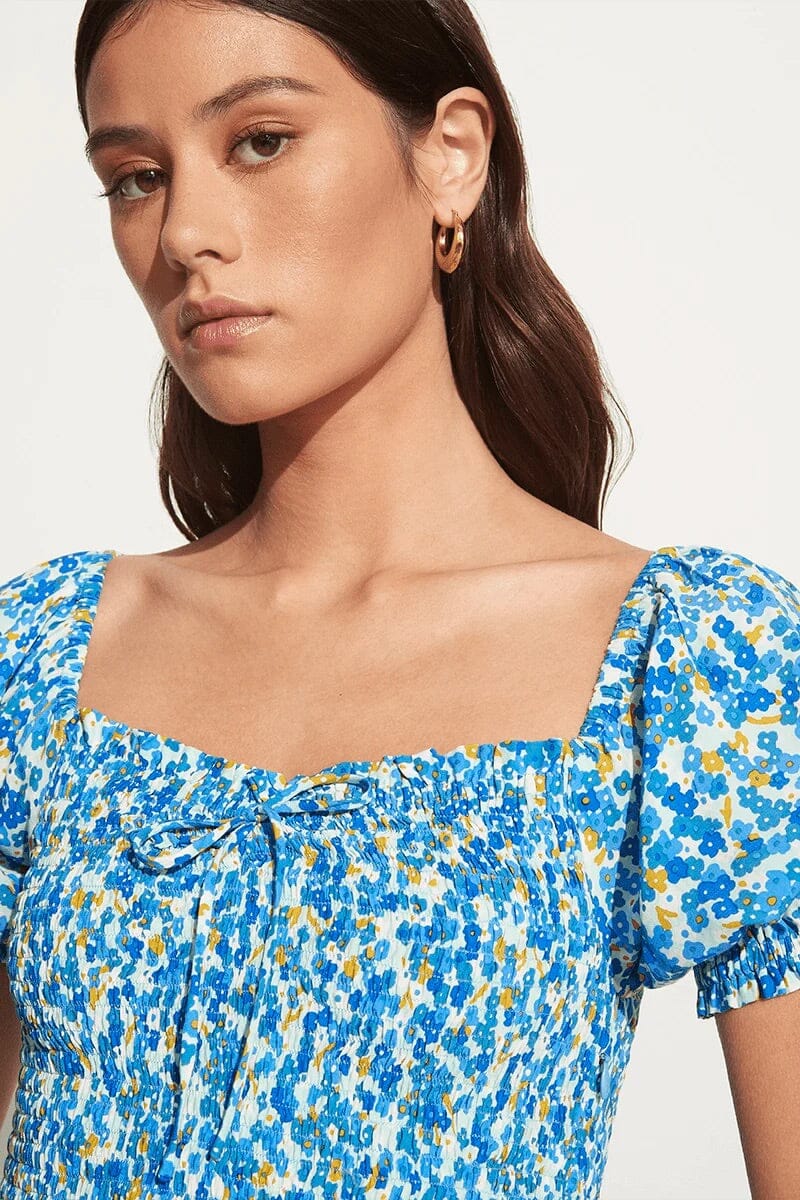Faithfull The Brand Domenica Mini Dress Lou Floral Print - Blue Kjole