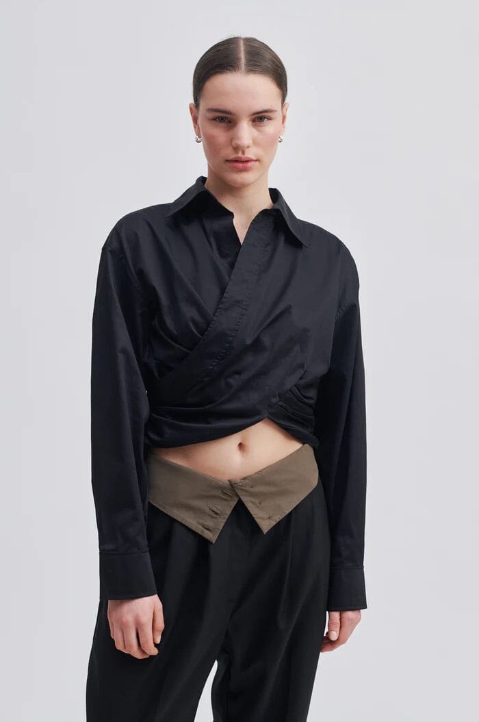Second Female Closa Wrap Shirt Black Skjorte