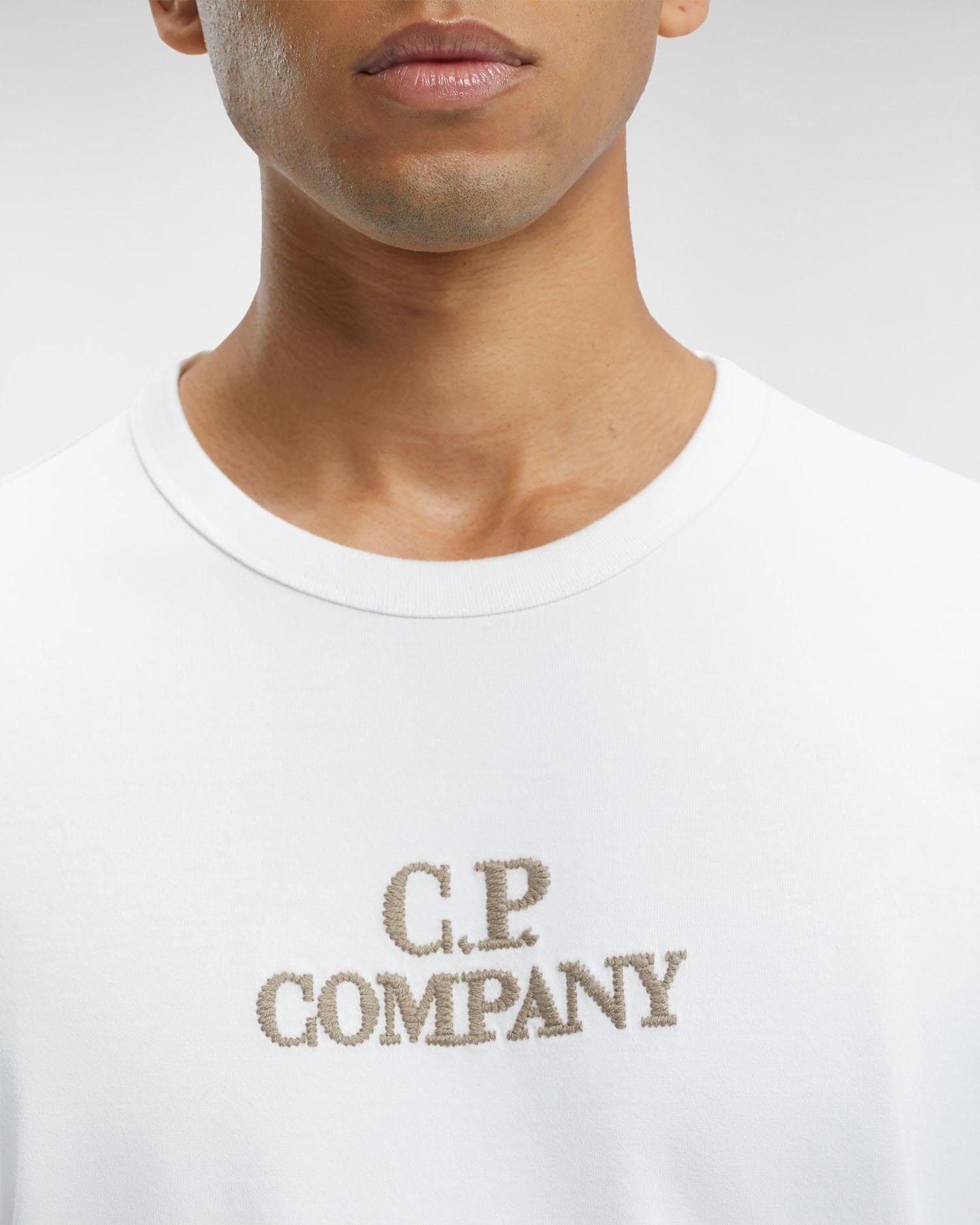 CP Company Mercerized Jersey 30/2 Twisted Logo T-shirt Gauze White T-shirt