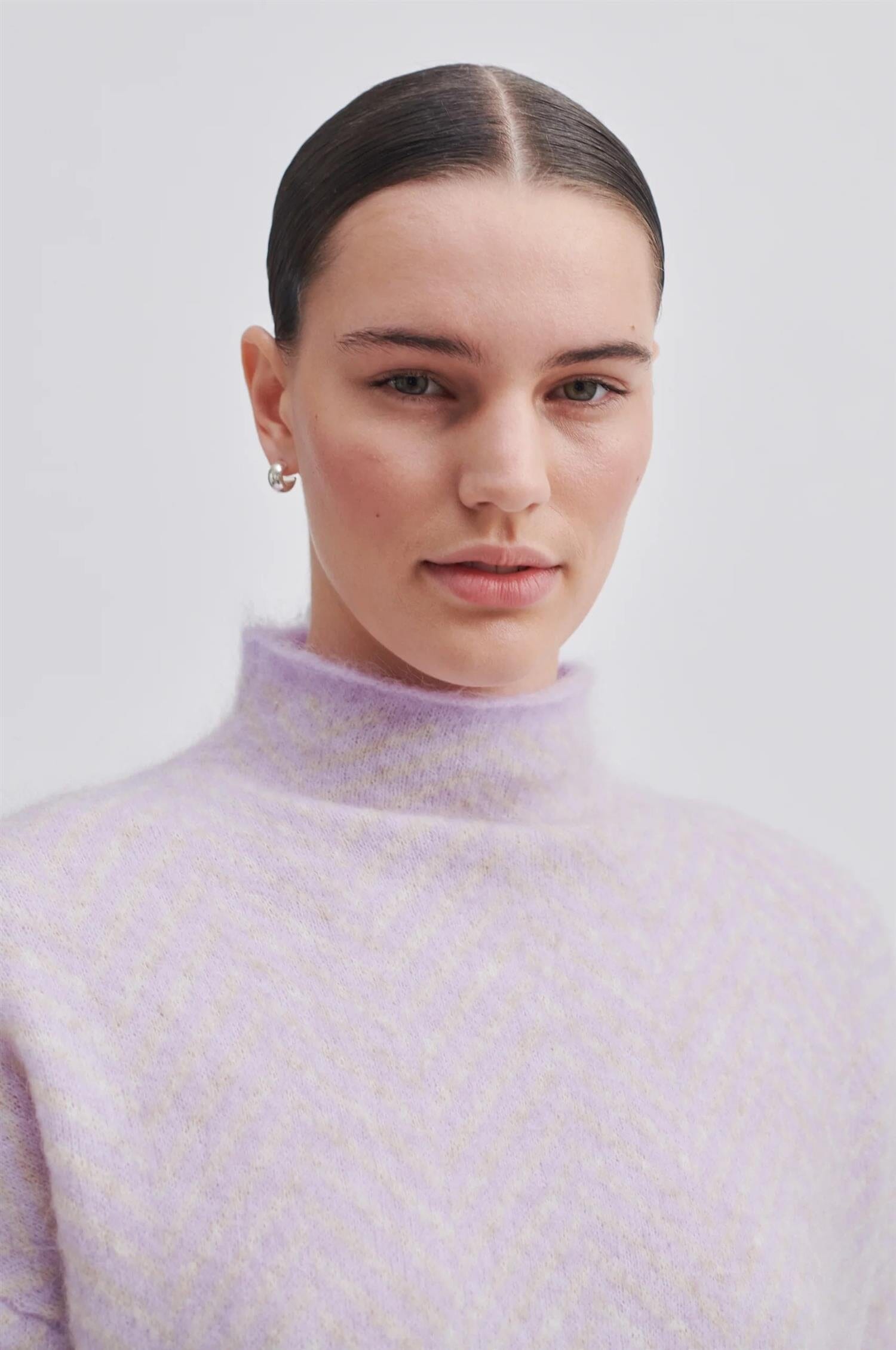 Second Female Herrin Knit New T-Neck Pastel Lilac Genser