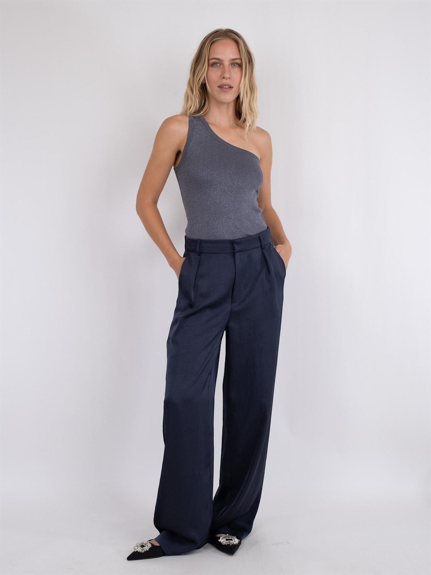 Neo Noir Clementine Glitter Knit Top Steel Grey Genser