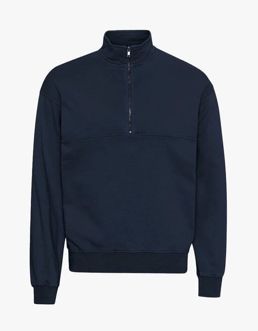 Colorful Standard Organic Quarter Zip Navy Blue Genser