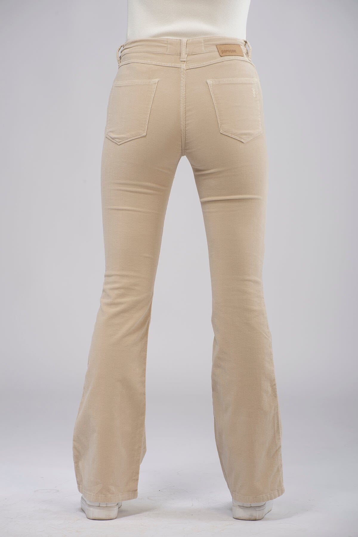 Paragon High Rise Flared Cord Beige Bukse