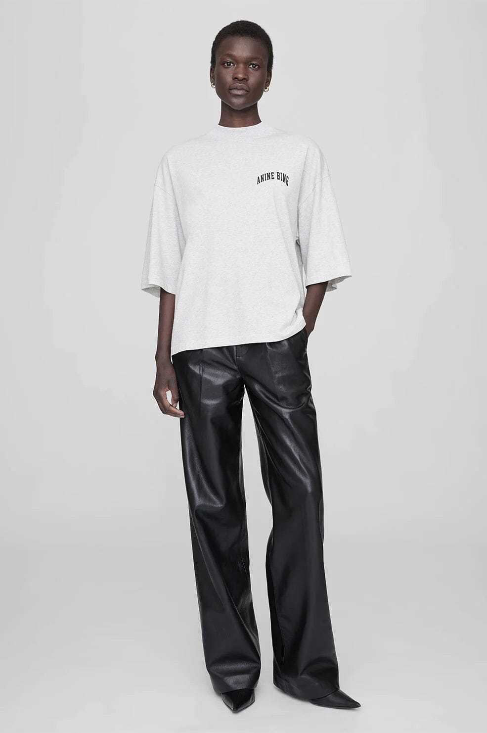 Anine Bing Palmer Tee Grey Melange T-shirt