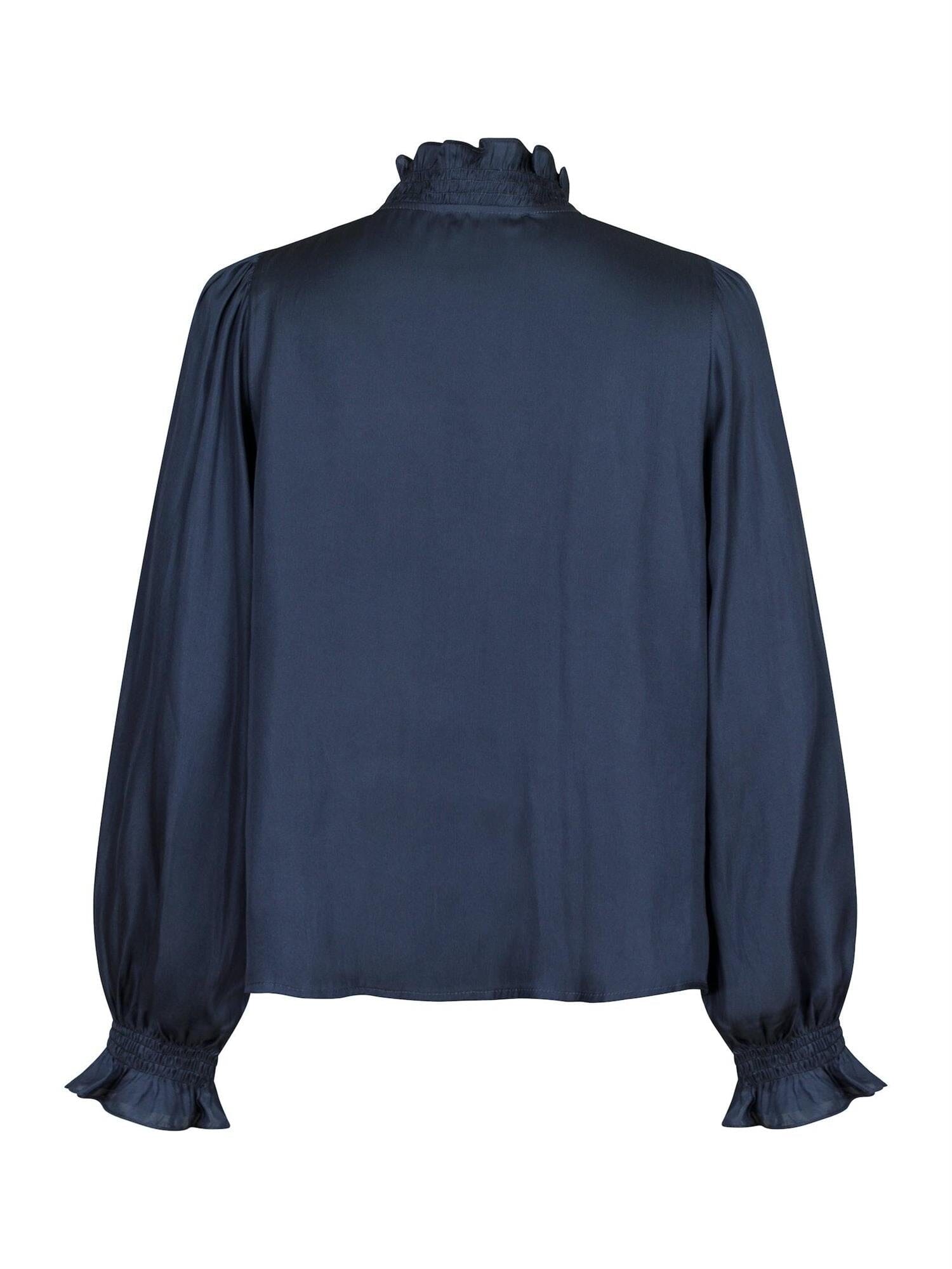 Neo Noir Brielle Satin Blouse Midnight Blue Bluse
