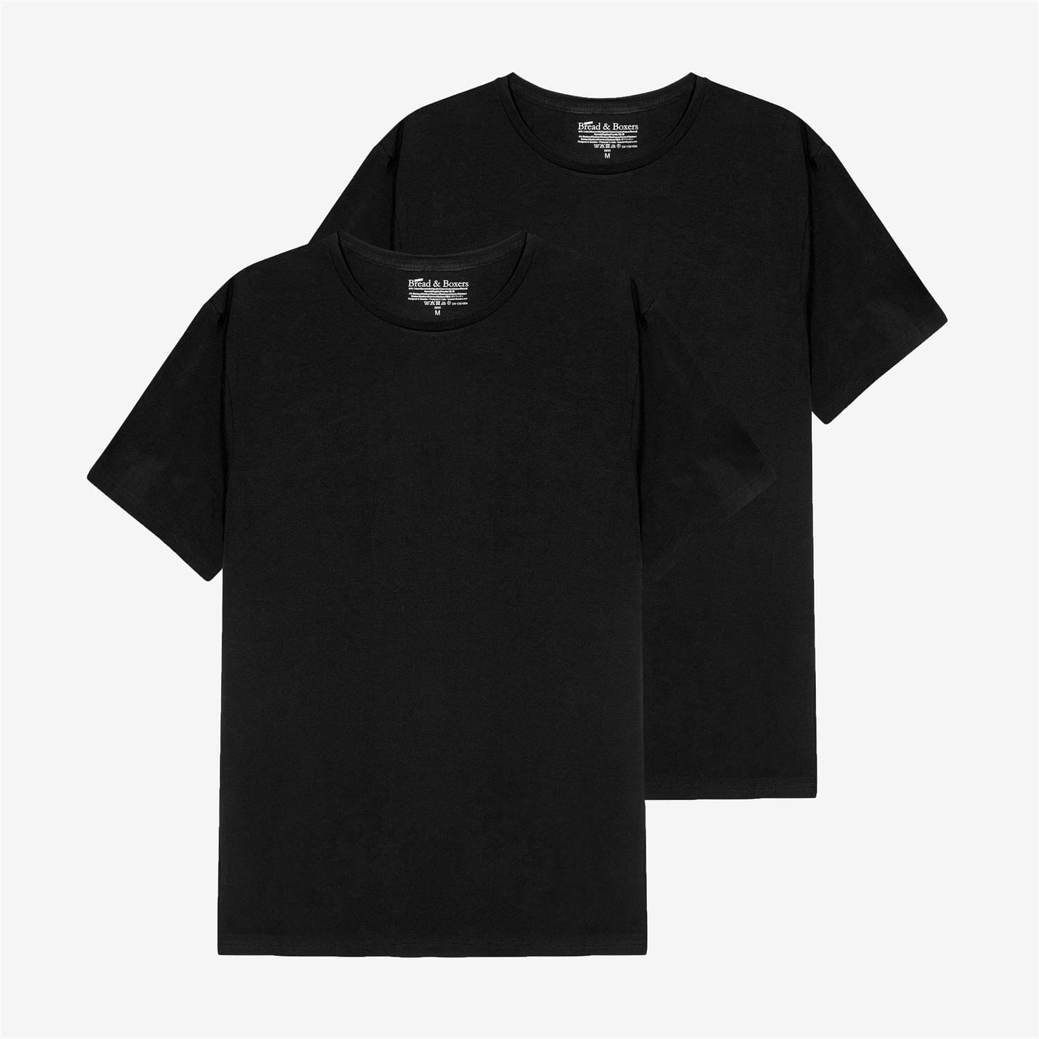 Bread and Boxers Mens 2-Pack Crew-Neck Black T-shirt