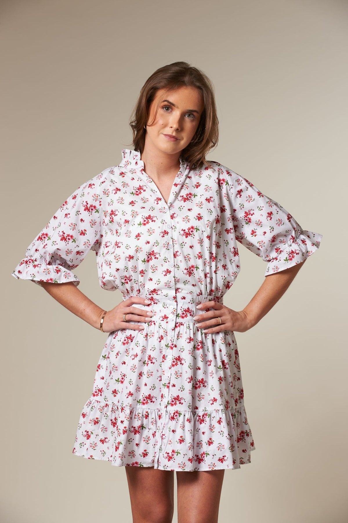 ArnieSays: PORTOFINO Classic Floral White Combo Kjole