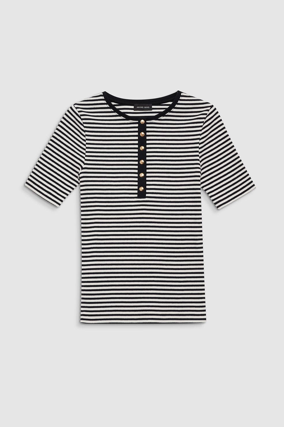 Anine Bing Alessia Tee Cream and Black Stripe T-shirt