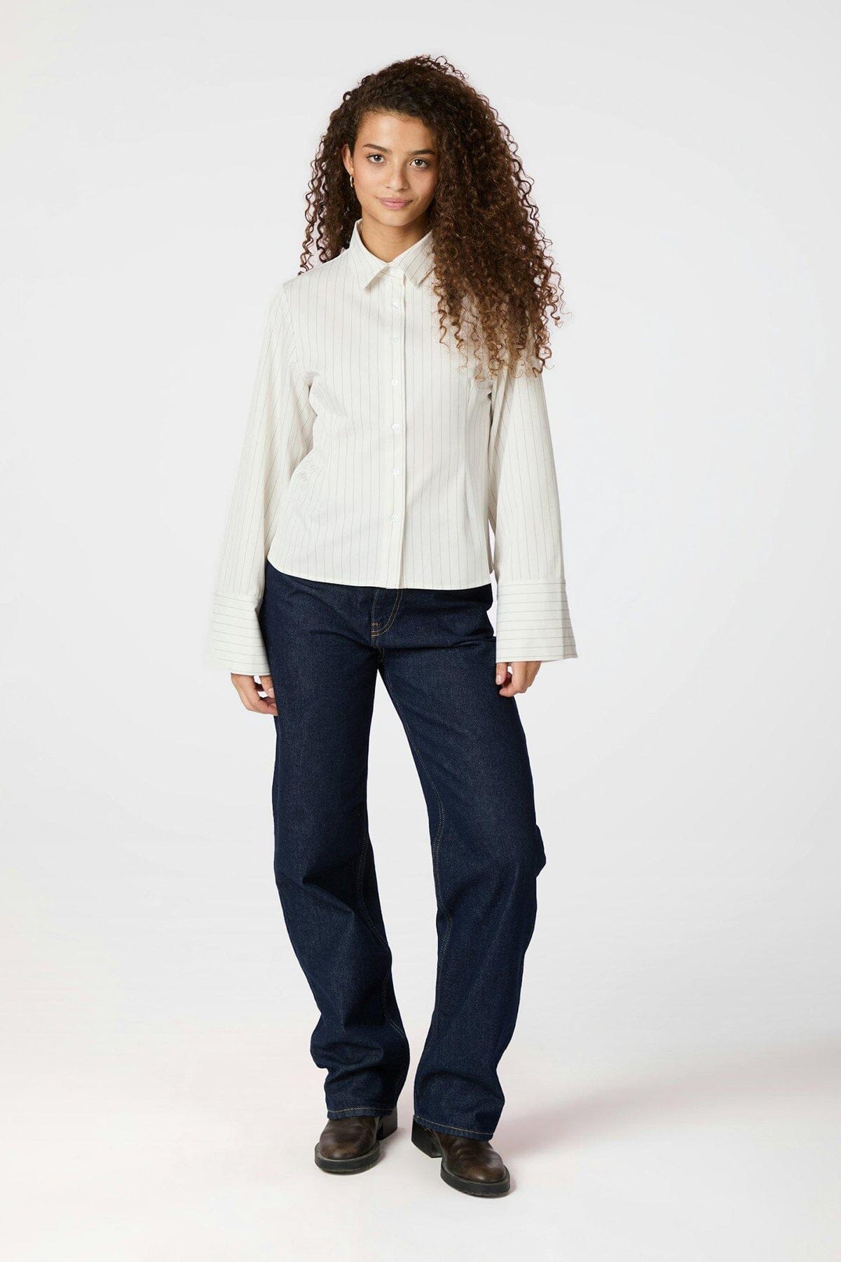 Neo Noir Rosa Pinstripe Shirt White Skjorte