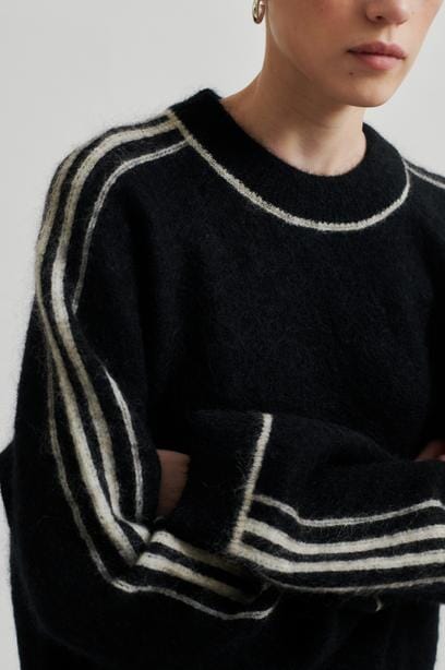 Second Female Rosemarie Knit O-Neck Black Genser