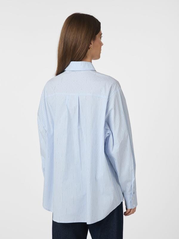 Neo Noir Dalma Pattern Stone Shirt Light blue stripe Skjorte