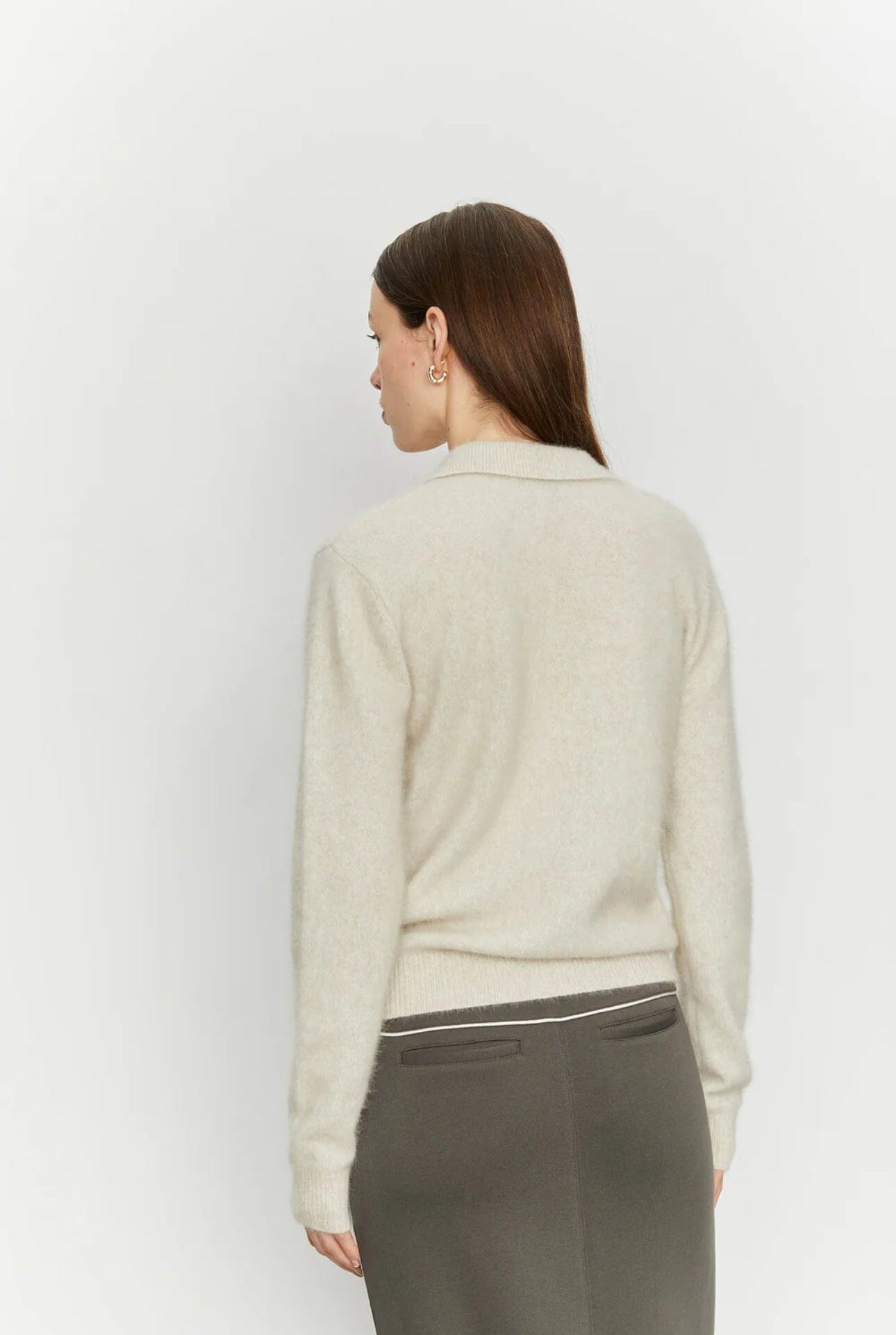 Isabelle Blanche Polo In Fox Yarn Almoust Mauve Genser