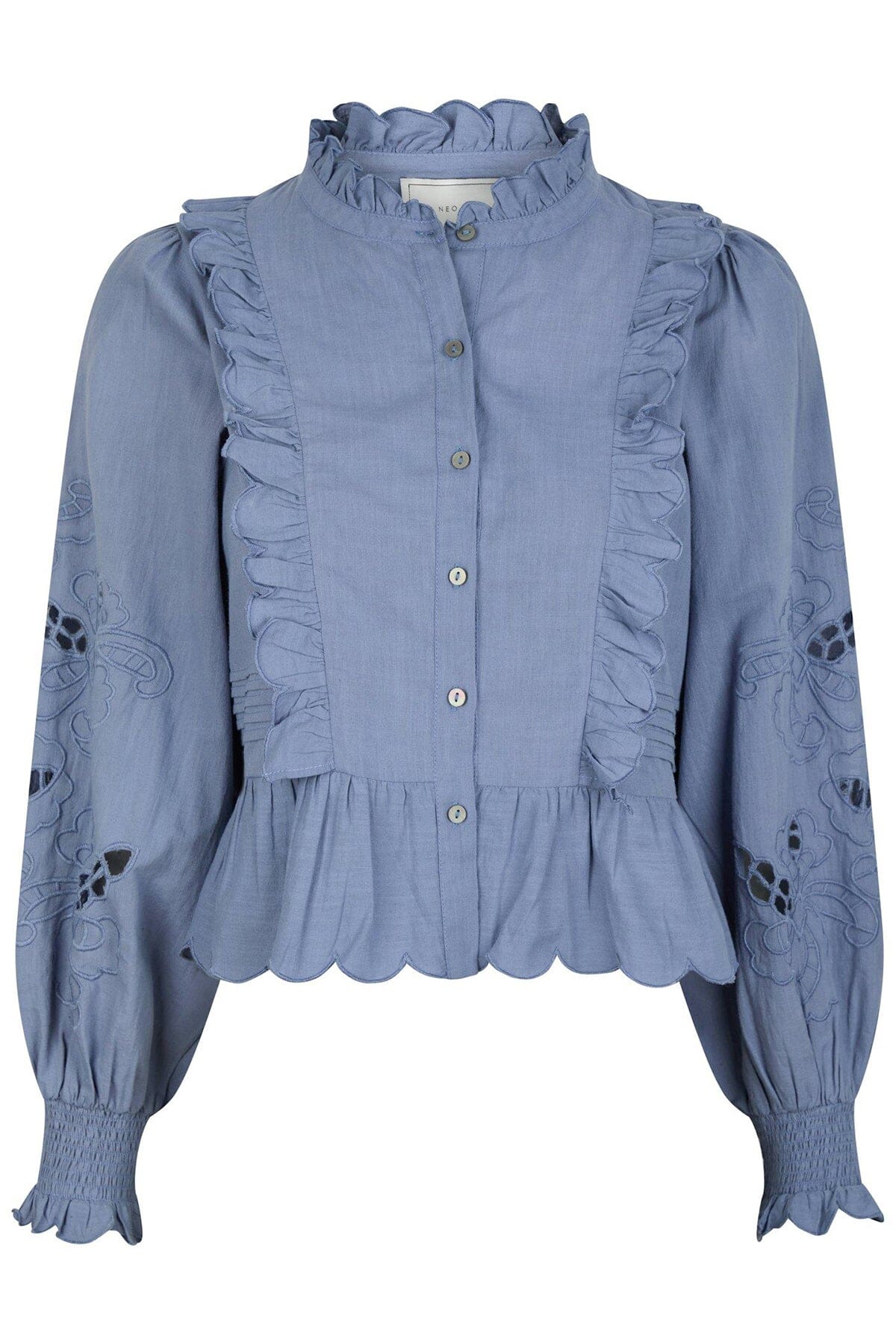 Neo Noir Petrine Embroidery Blouse Dusty Blue Bluse