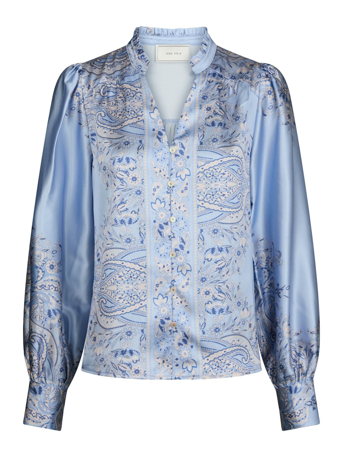 Neo Noir Massima Paisley Border Blouse Light Blue Bluse