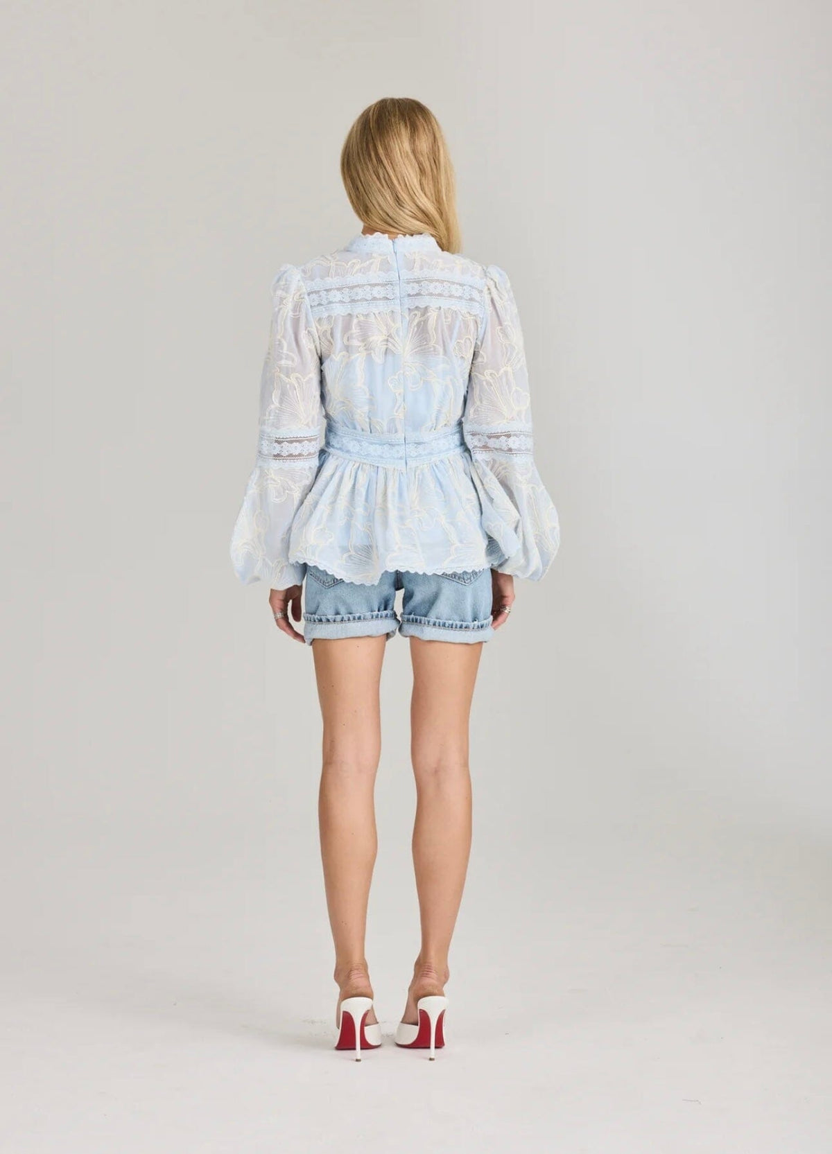 RAVN RAVN Aliah Needle Blouse Arctic Blue Bluse