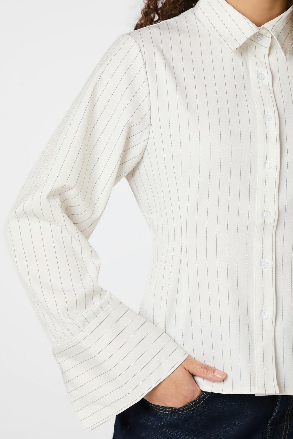 Neo Noir Rosa Pinstripe Shirt White Skjorte