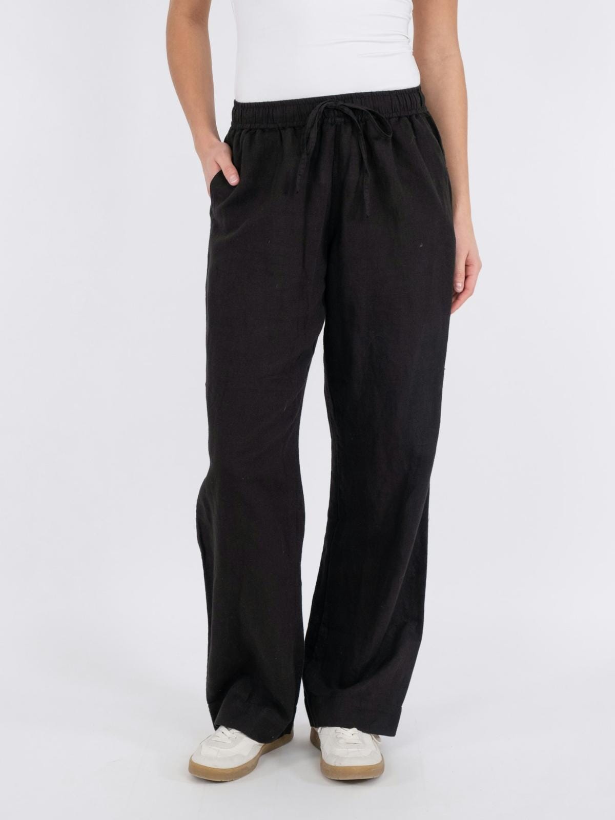 Neo Noir Sonar Linen Pants Black Bukse