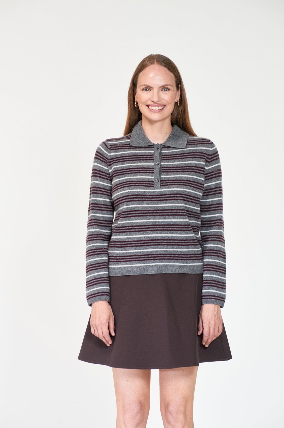 ArnieSays: CASSIE Stripe Grey Multi Genser