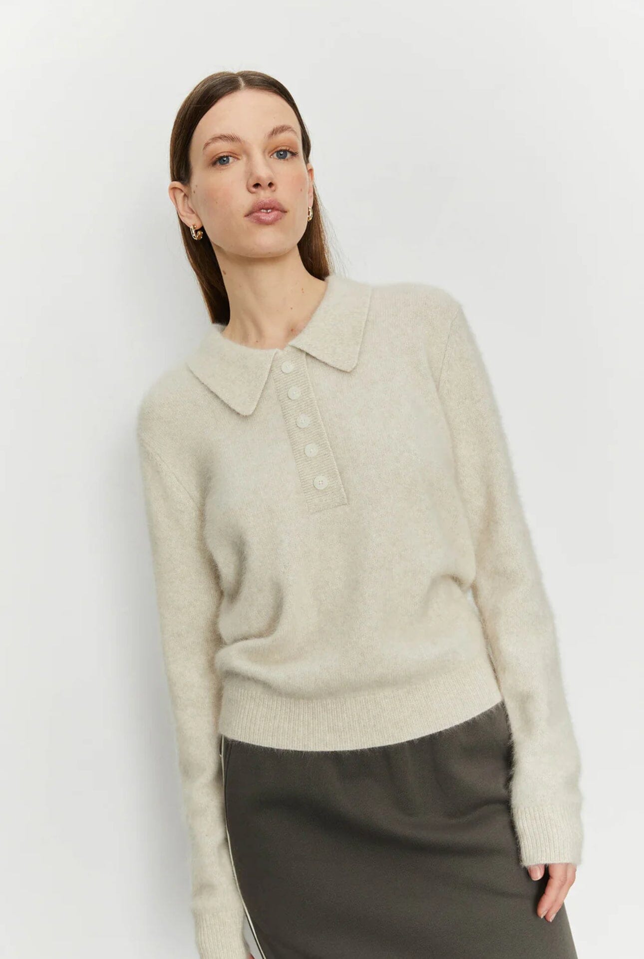 Isabelle Blanche Polo In Fox Yarn Almoust Mauve Genser