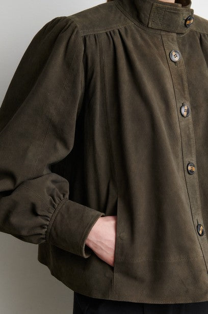 Zonie Suede Jacket Black Olive