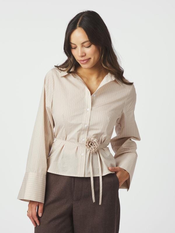Neo Noir Clarida Rose Stripe Shirt Light Yellow Skjorte