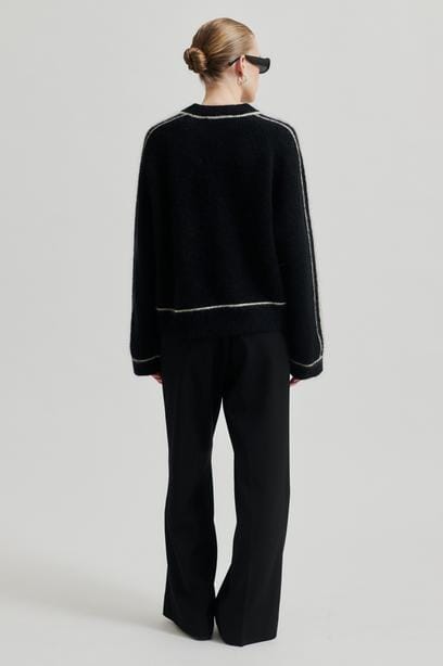 Second Female Rosemarie Knit O-Neck Black Genser