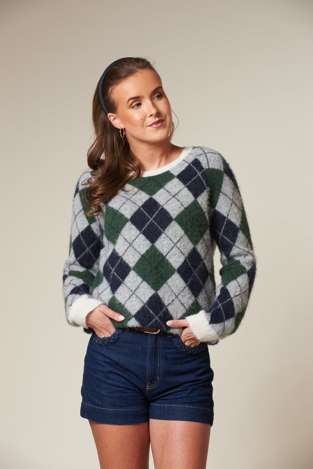 ArnieSays: FIONA Argyle Navy/Ivy Green Genser