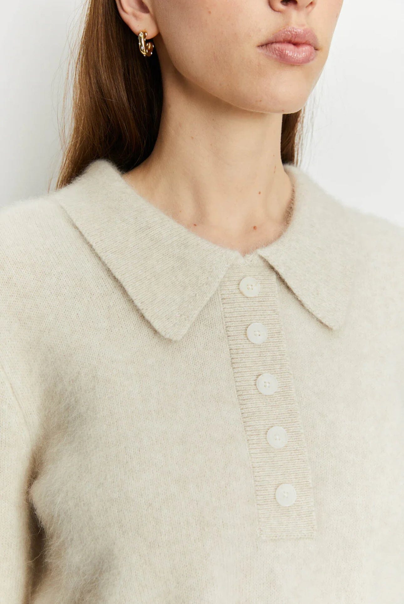 Isabelle Blanche Polo In Fox Yarn Almoust Mauve Genser