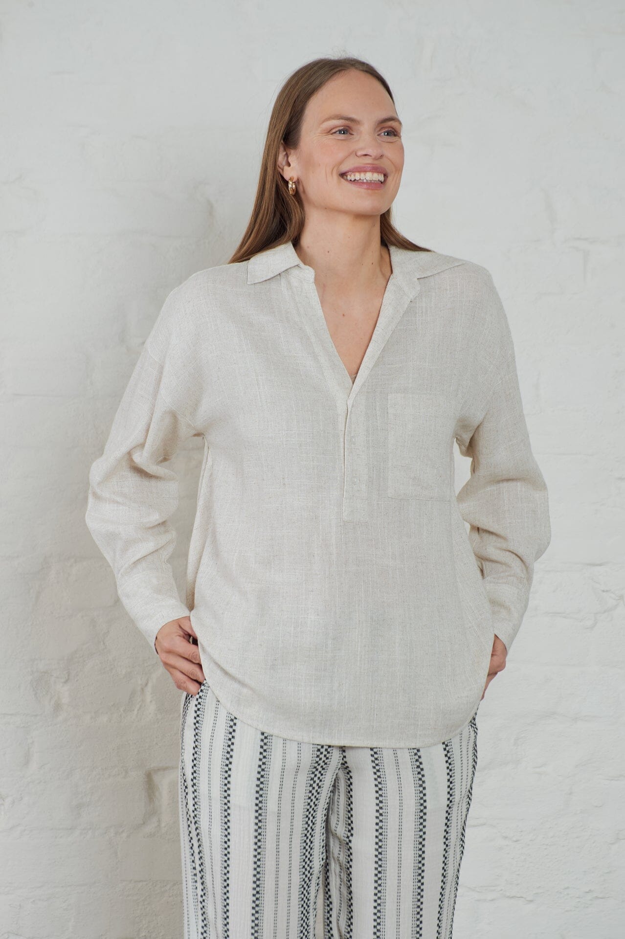 ArnieSays: Hills Linen Blend Ecru Melange Skjorte