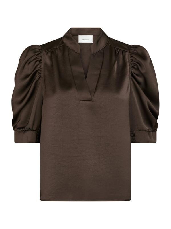 Neo Noir Roella Heavy Sateen Blouse Dark brown Bluse