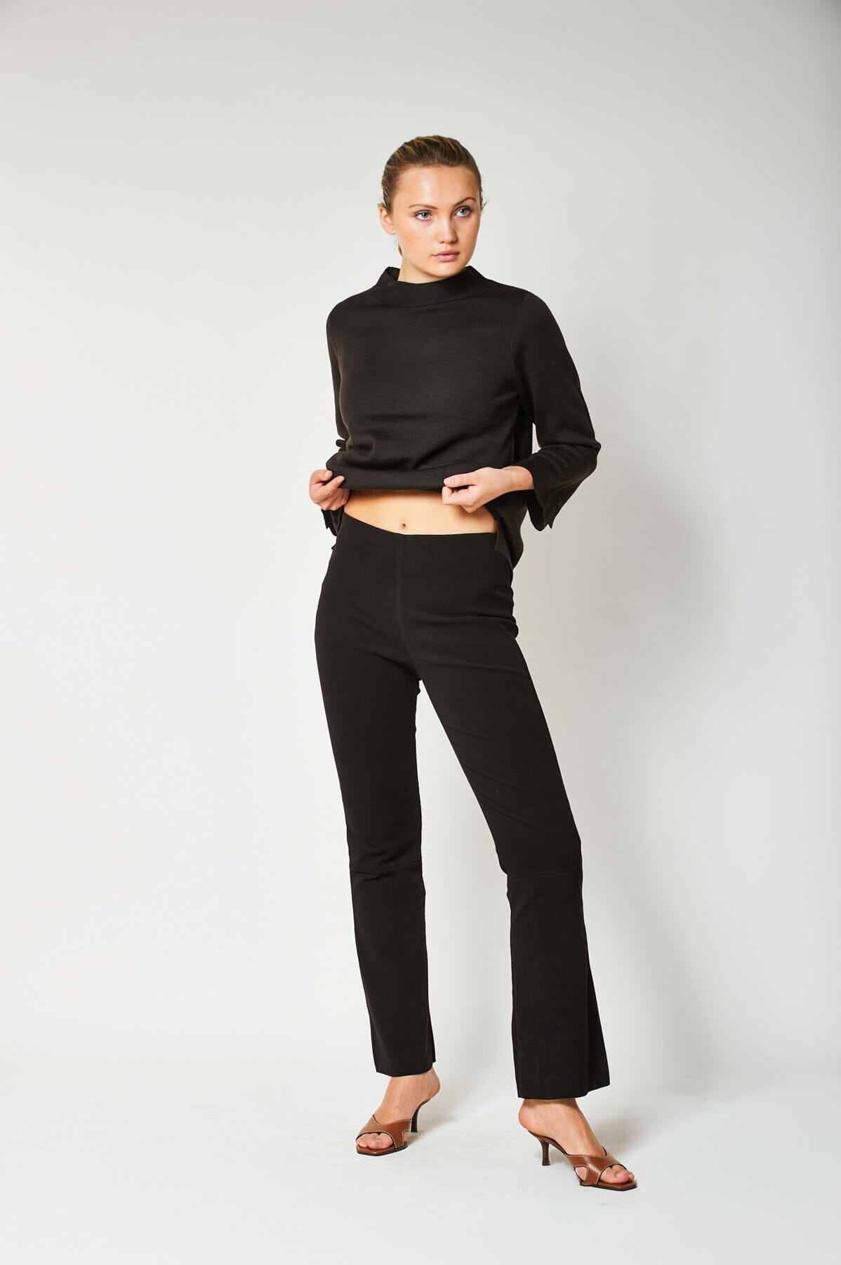 Aurora Leather Pant Brown Bukse