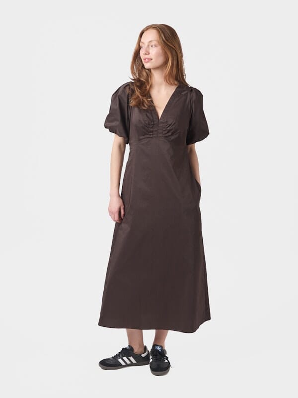 Neo Noir Illana Poplin Dress Chocolate Brown Kjole