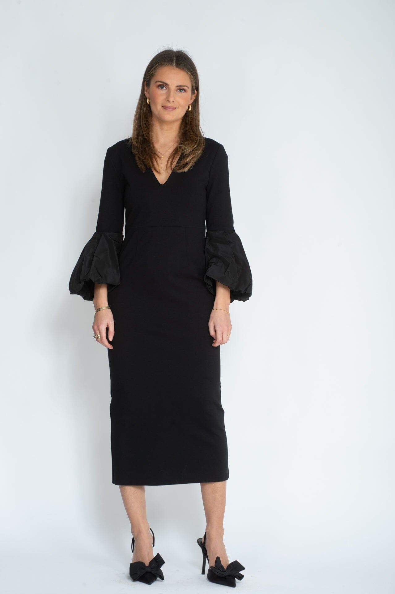 MeiMeiJ Dress with V-neck Black Kjole