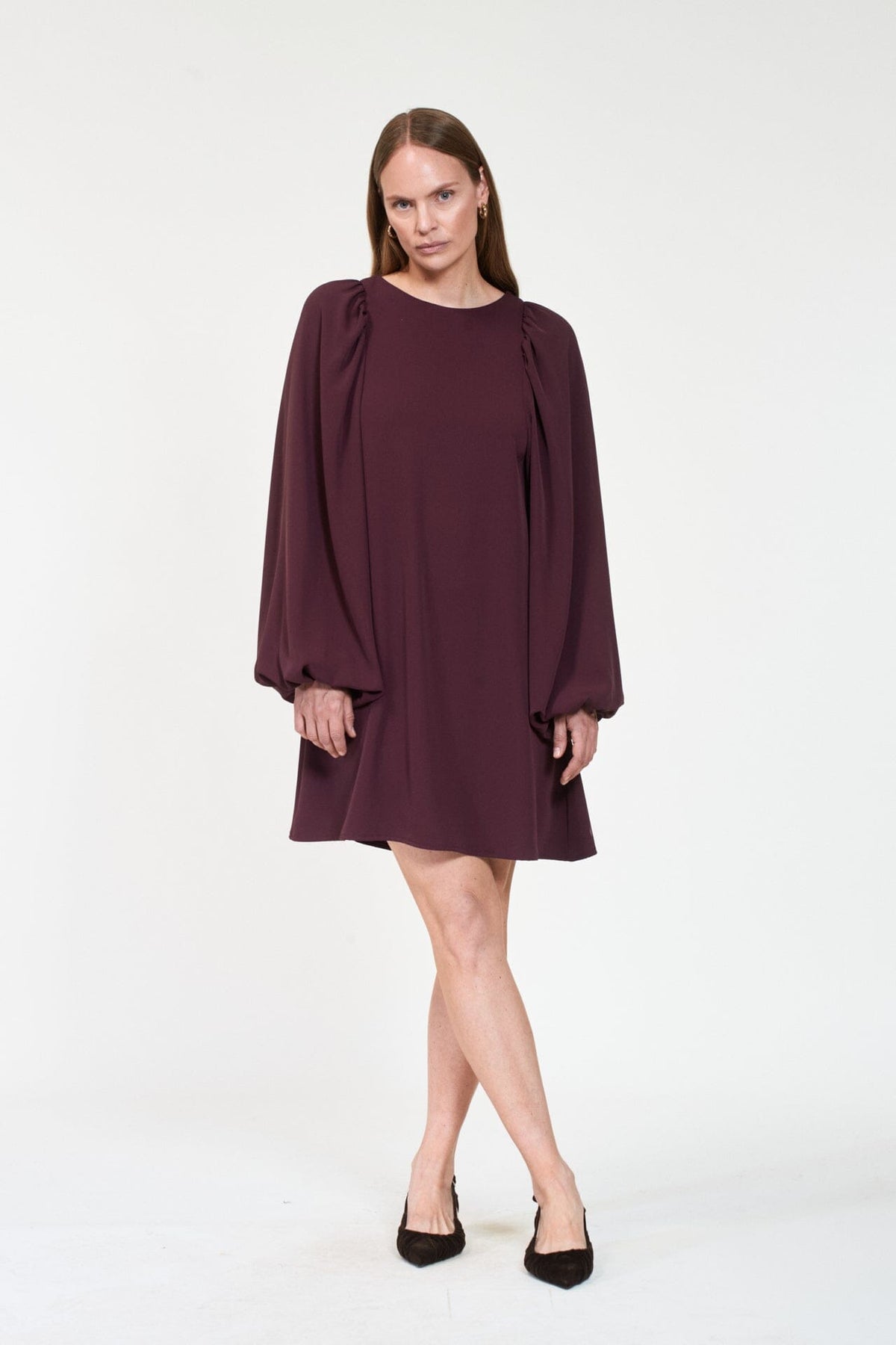 ArnieSays: VALERIA Crepe Dk Burgundy Kjole