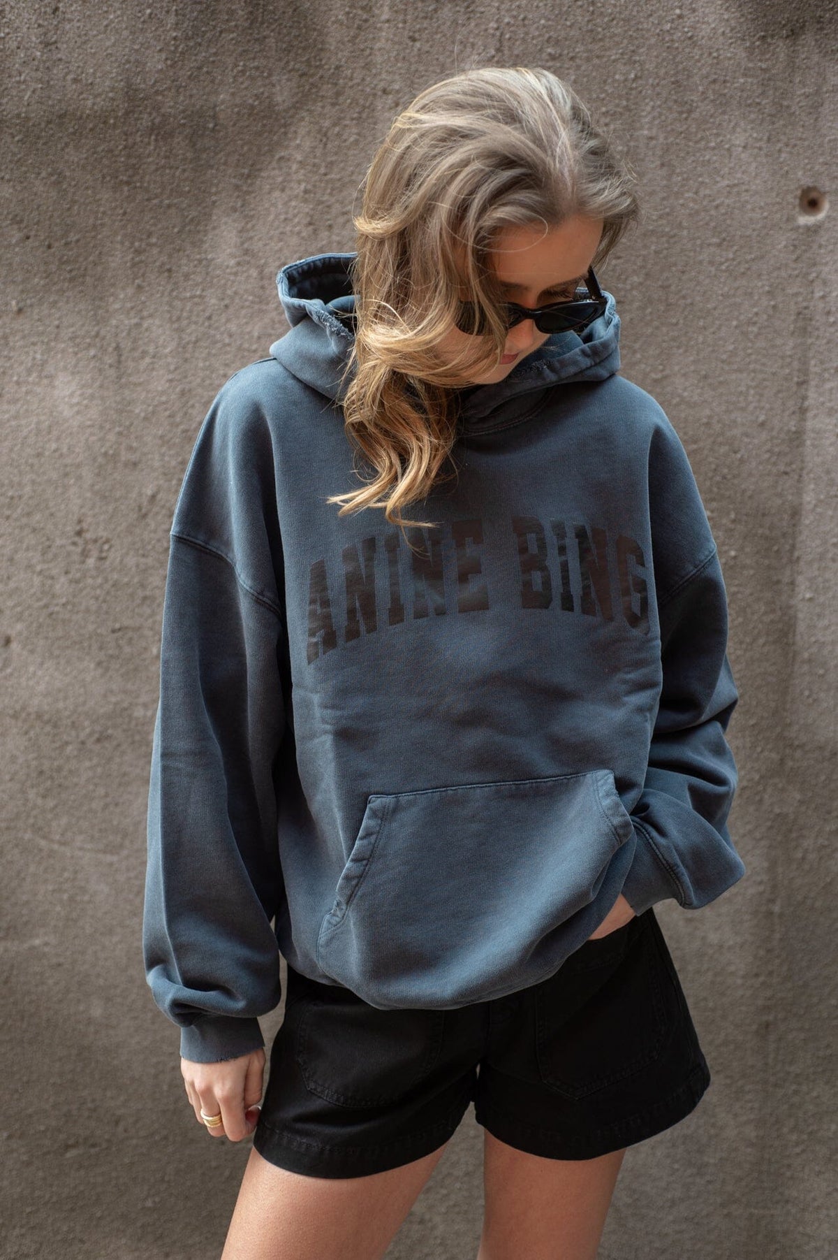 Anine Bing Harvey Sweatshirt Washed Black Genser