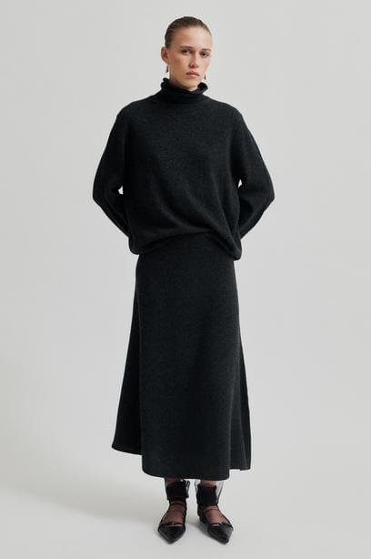 Second Female Neva Knit Skirt Dark Grey Melange Skjørt