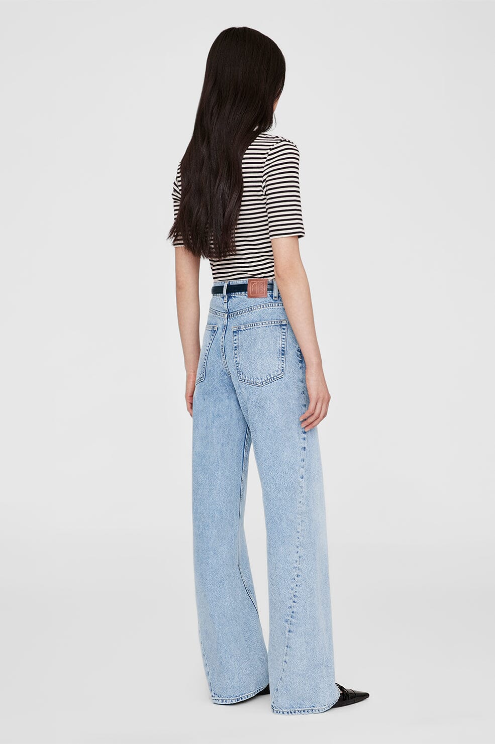 Anine Bing Alessia Tee Cream and Black Stripe T-shirt