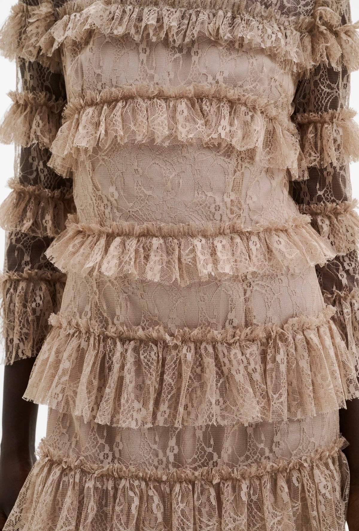 Malina Carmine frill lace mini dress Greige Kjole
