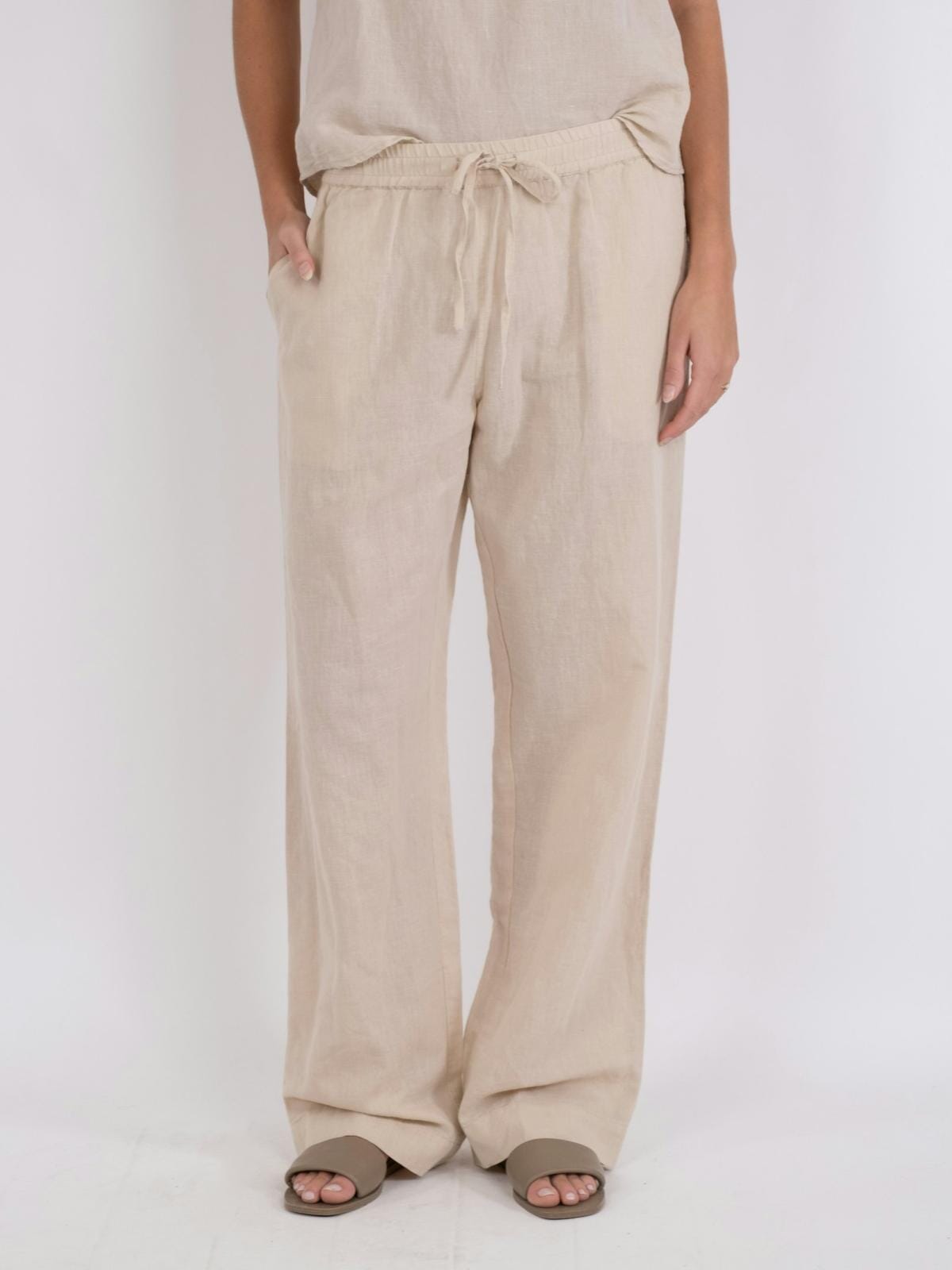 Neo Noir Sonar Linen Pants Sand Bukse