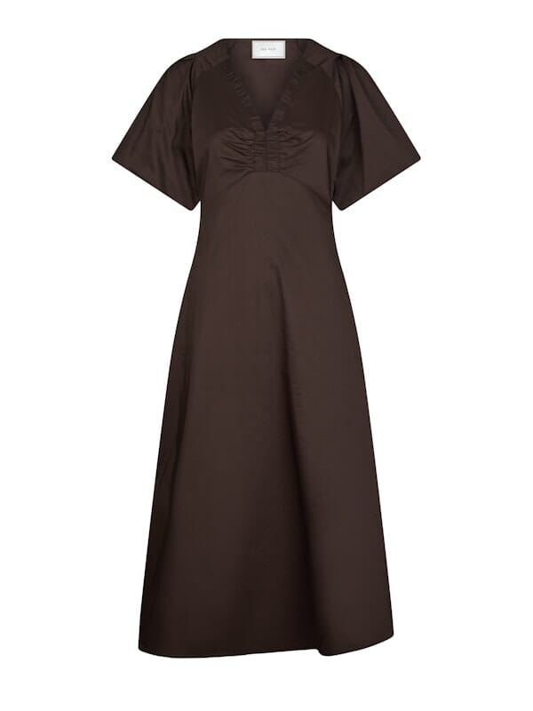 Neo Noir Illana Poplin Dress Chocolate Brown Kjole