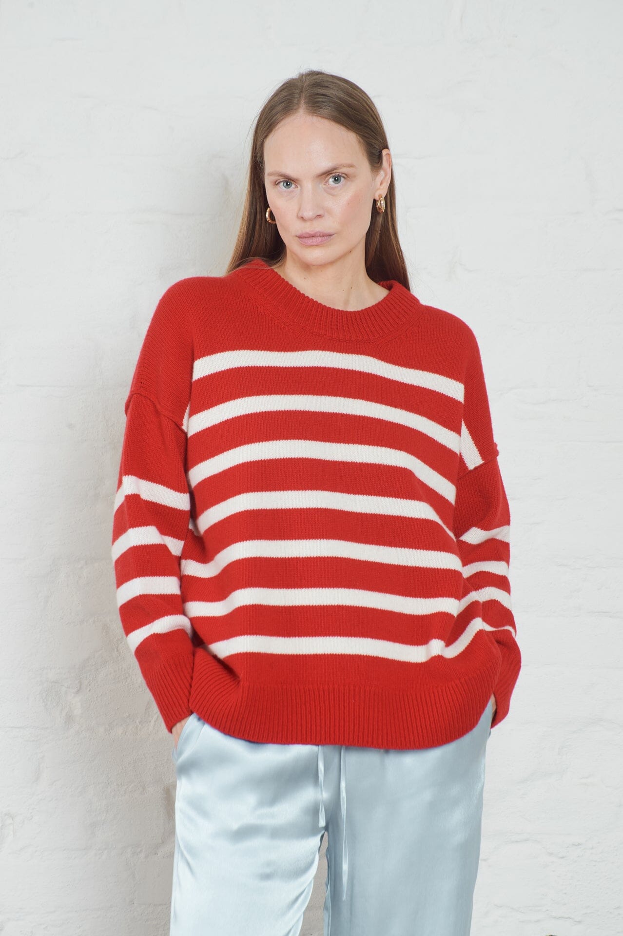 ArnieSays: Kayne Stripe Red/Offwhite Genser