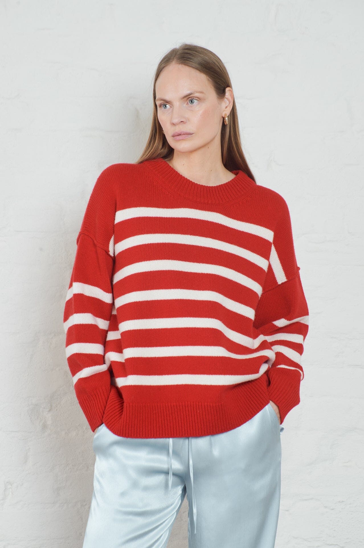 ArnieSays: Kayne Stripe Red/Offwhite Genser