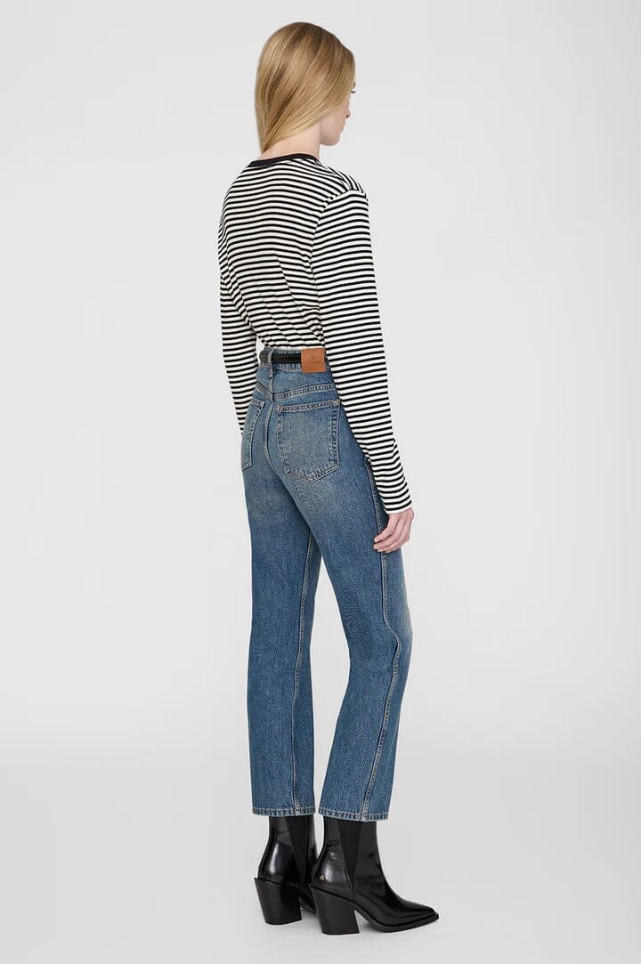 Anine Bing Alessia Long Sleeve Tee Cream and Black Stripe T-shirt