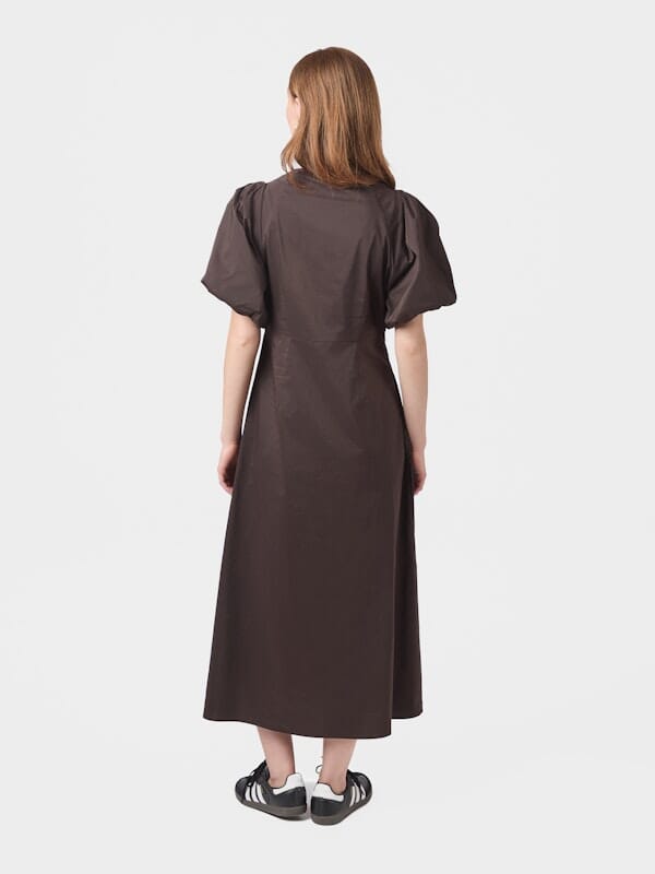 Neo Noir Illana Poplin Dress Chocolate Brown Kjole