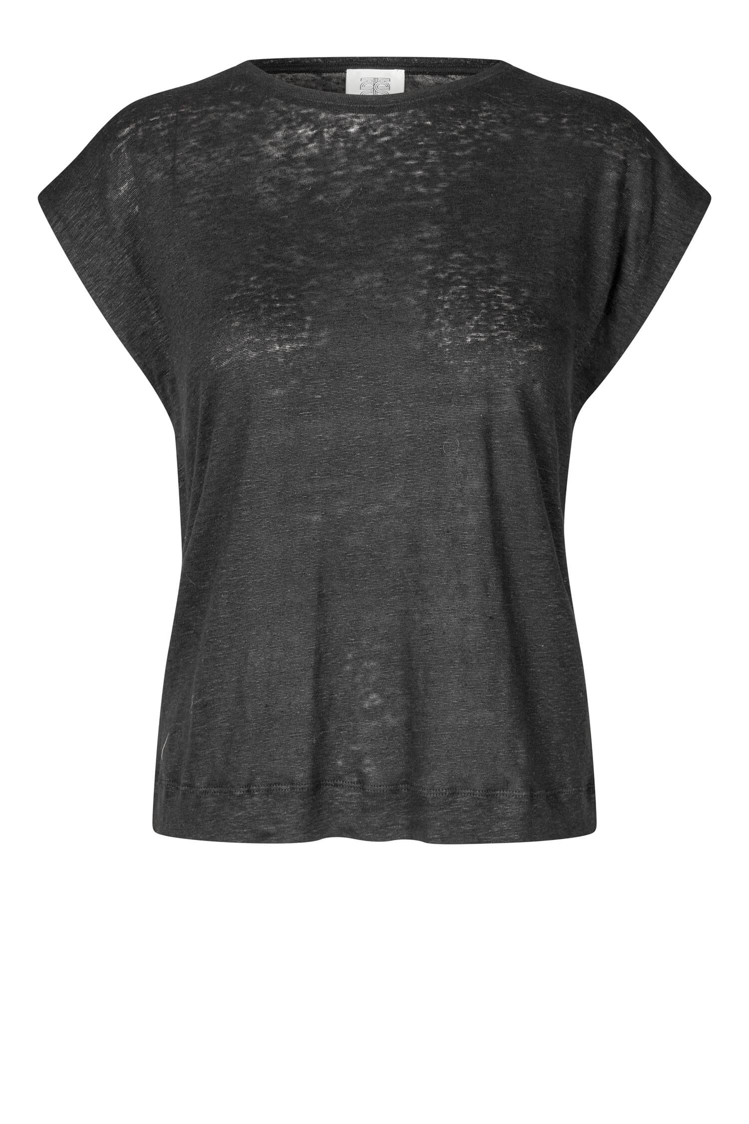 Second Female Peony O-Neck Tee Black T-shirt