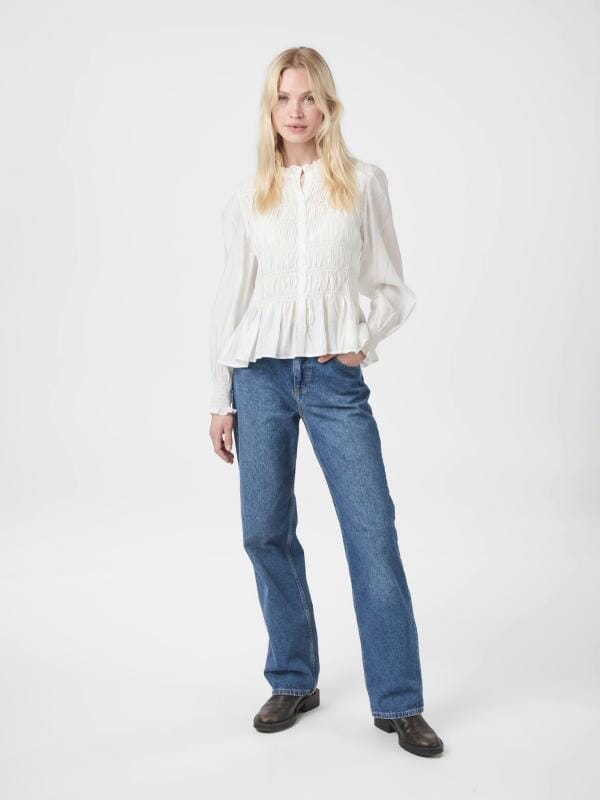 Neo Noir Mocca Smock Blouse Off White Bluse