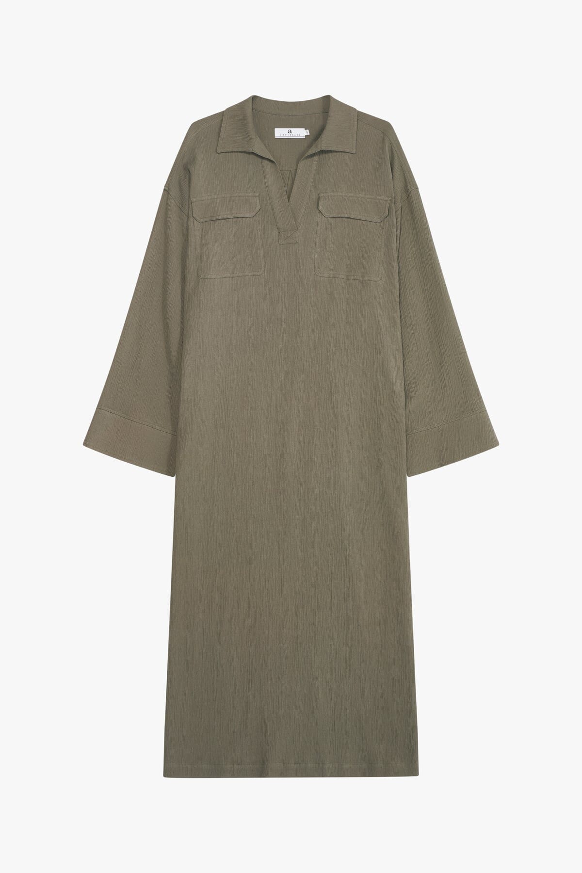 ArnieSays: Aire Crinkled Gauze Khaki Kjole