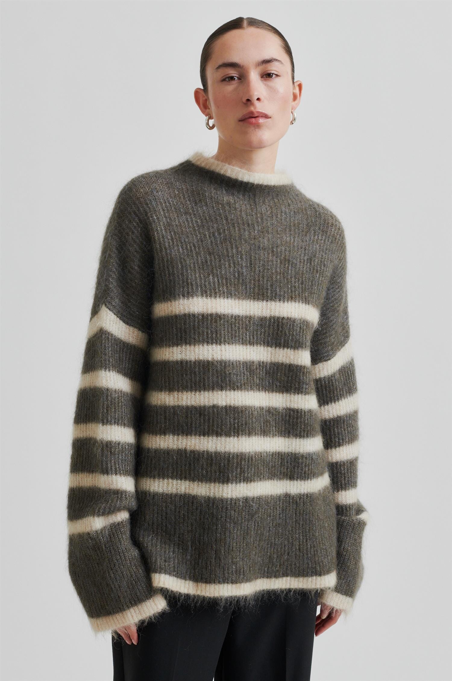 Second Female Ovalis Knit T-Neck Chocolate Chip Genser