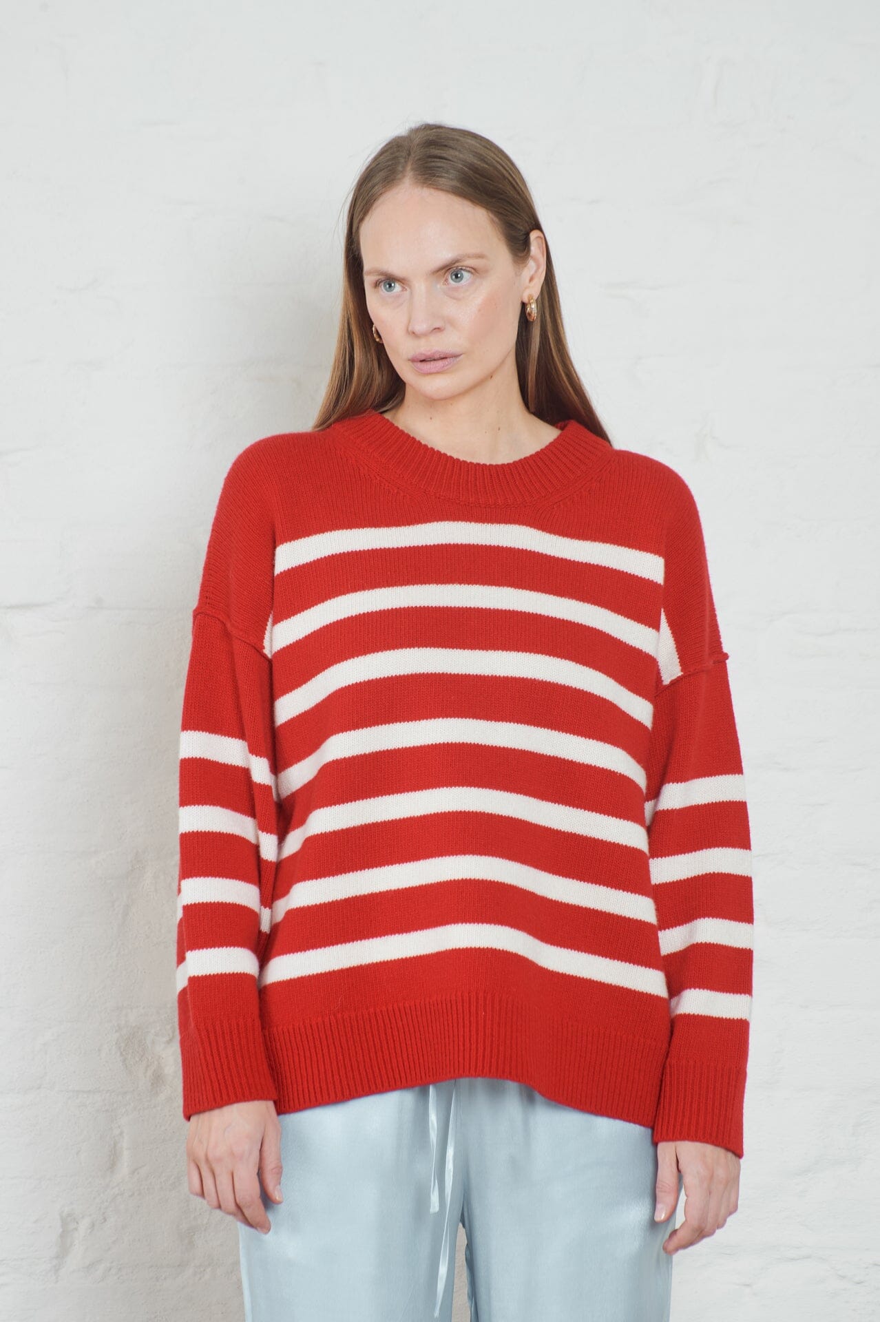 ArnieSays: Kayne Stripe Red/Offwhite Genser